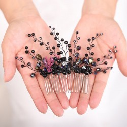 Accesoriu elegant pentru decor par AP013GG Argintii cu cristale Negre cu Reflexii